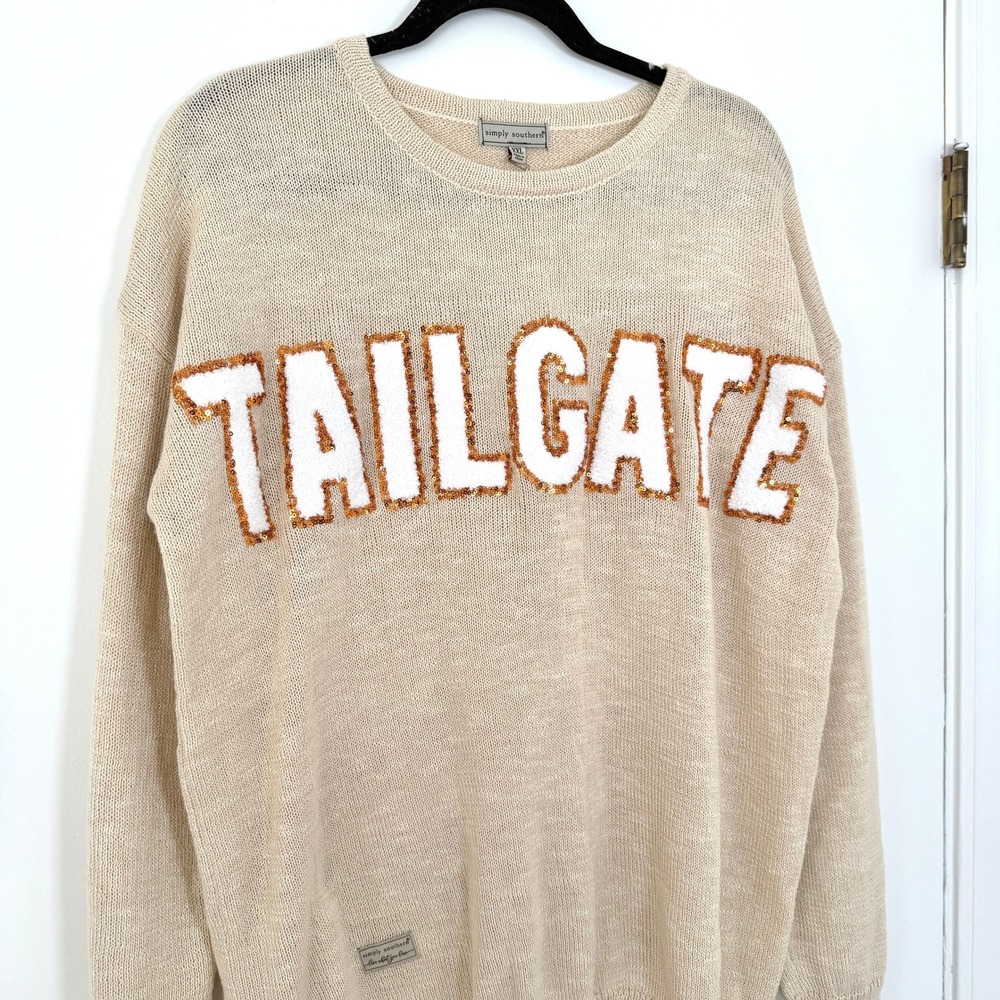 Simply Southern Tailgate Football Everyday Long Sleeve Sweater XXL NEW - Picture 2 of 10